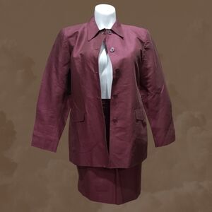 Bill Burns New York Burgundy Skirt Set Classic Refined Minimalist Style 16/14